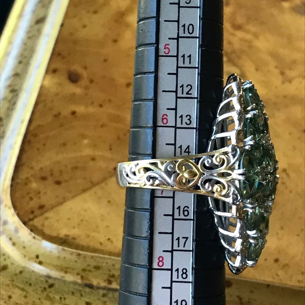 Natural Green Apatite Cocktail Ring Size 6.75 - Picture 7 of 8